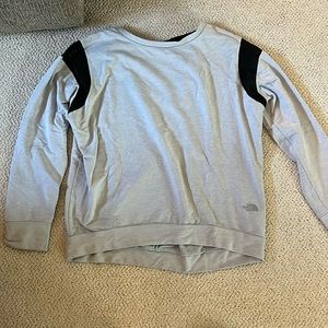 Gray North Face sweatshirt with sheer black detail